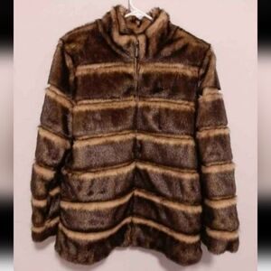 Pamela McCoy Faux Fur Coat Women's Medium